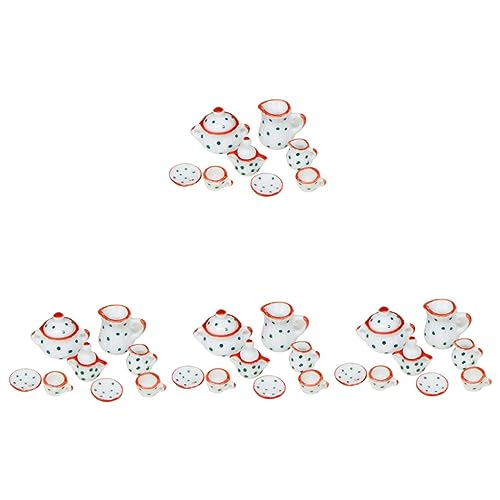 TOYANDONA 4 Sätze Puppenhaus-teeservice Chinesische Teetasse Puppenhaus-Accessoire Geschirr+Sets Mini-Spielzeug Mini-zubehör Minipuppe Mini-teetassen Kind Miniatur Rot Keramik von TOYANDONA