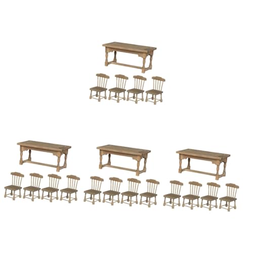 TOYANDONA 4 Sätze Puppenhausmöbel Kinder bastelset basteln für Kinder dekoring Spielhausmöbel Mini-Esstischstuhl Modelle Mini-Holzstuhl Mini-Tisch Rechteck Ornamente Mini-Stuhl Bambusseide von TOYANDONA