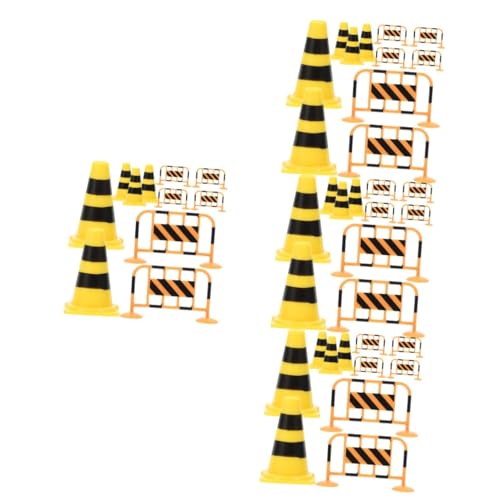 TOYANDONA 4 Sätze Simulationsrequisiten für Straßensperren Spielset Straßenschilder für Kinder Mini- Spielzeug Embleme Straßenverkehrsschranke Verkehrskegel Sport das Schild Kuchen von TOYANDONA