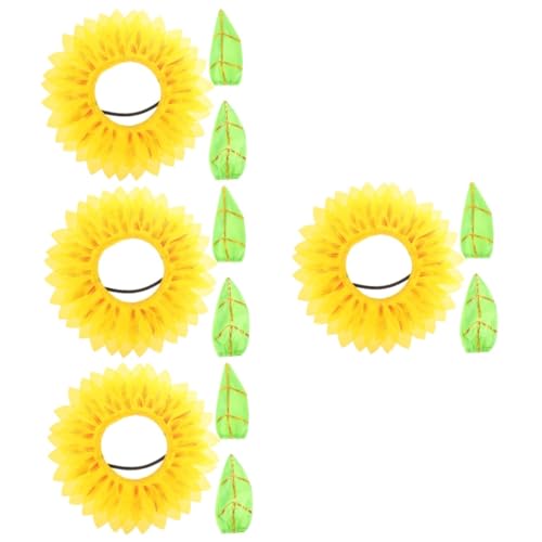 TOYANDONA 4 Sätze Sonnenblumenkopfbedeckung kinder blumenkranz sonnenblumen kopfschmuck Blumenhut Sonnenblumen-Kopfschmuck Tiara Stirnband Cosplay-Sonnenblumen-Kopfbedeckung Blumenkostüm von TOYANDONA