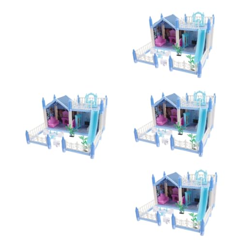 TOYANDONA 4 Sätze Villa Schloss selber Bauen Puzzle-Spielzeug für Kinder Holzpuzzle-Bausatz 3D Geschenke für 5 jährige mädchen Miniatur-Hausbausatz gebaut Suite Kleines Plastik Rosa von TOYANDONA