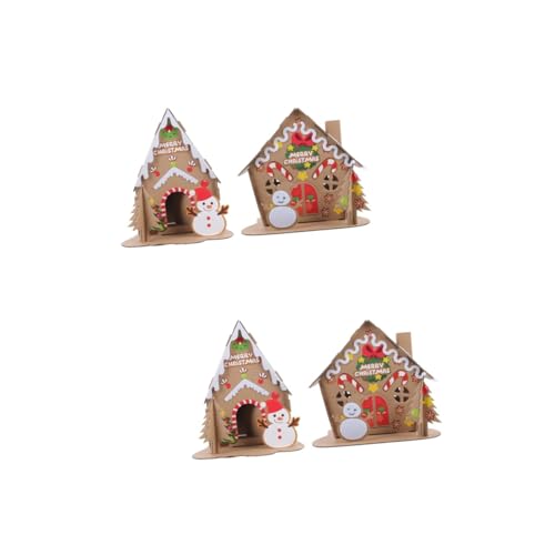 TOYANDONA 4 Sätze Weihnachtsplätzchenhaus selbstgebaute Hütte leuchtende Dekorationen Kekse Spielzeuge leuchtende hausgemachte Hütte Weihnachten kleines selbstgemacht schmücken Zubehör von TOYANDONA