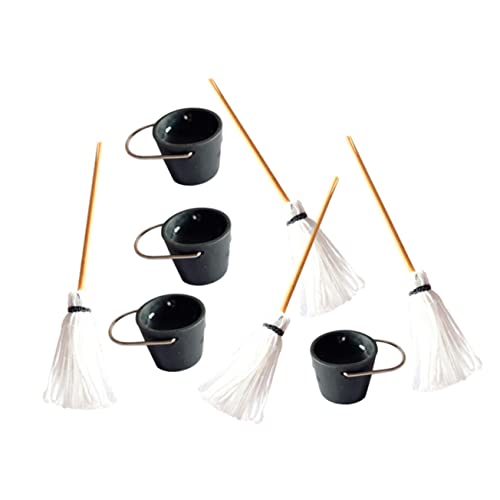 TOYANDONA Puppenhaus Zubehör 4 Sets Miniatur Reinigungswerkzeuge Miniatur Mop Und Eimer Set Für Puppenhaus Dekoration Und Szenen Perfekte Mini Zubehör Für Kreative Gestaltung Miniatur Werkzeug von TOYANDONA