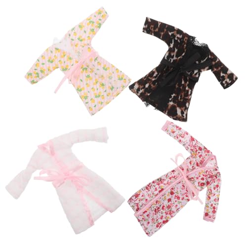 TOYANDONA 4er Set Miniatur Puppen Robe Bademantel Set Ankleidezubehör Sanfte Stoff Puppenkleidung Für Puppenhaus Spielen von TOYANDONA