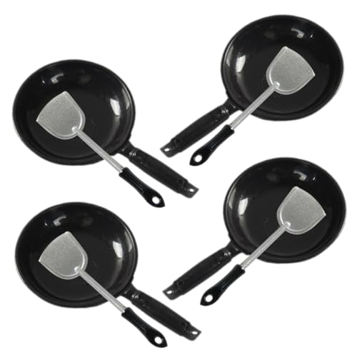 TOYANDONA 4 Sets Puppenhaus Pfanne Grillplatte Zubehör Mini Pfanne Miniatur Handwerk Mini Kochgeschirr Mini Zubehör Mini Küche Kochgeschirr Miniatur Kochgeschirr von TOYANDONA