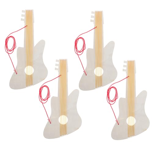 TOYANDONA Gitarre Für Kinder Unbemaltes Gitarren-spielzeugset Aus Holz Unvollendetes Gitarrenset Kleinkindgitarre 3. Biegung Runde Gitarre von TOYANDONA