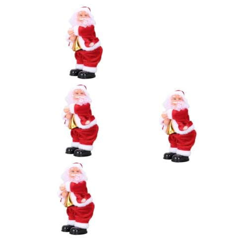 TOYANDONA 4 Stück Alter Mann Daumen Hoch Geschenke Für Alte Männer Musik Dekor Urlaub Santa Puppe Weihnachtsmann Figur Musikalisches Gerät Spielzeug Rot Kind Batterie PVC von TOYANDONA