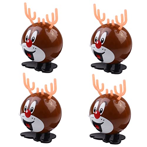 TOYANDONA 4 Stück Aufziehspielzeug Rentier Rundes Design Funkelnde Farbe Weihnachtsdeko Ab Jahren Langlebig Bemalt von TOYANDONA