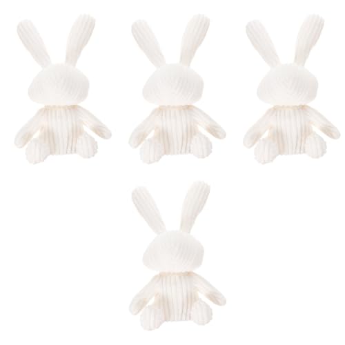 TOYANDONA 4 Stück Autoschmuck Mater-Spielzeug aus Autos Plüsch-Schlüsselanhänger Plüschtier Mädchenspielzeug Plüschanhänger Kaninchenplüsch Diamant Ornamente Plüschpuppen Hase Perle Weiß von TOYANDONA