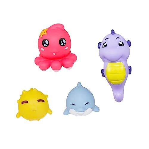 TOYANDONA 4 Stück Badespielzeug Neugeborenes Duschspielzeug nehmen in Tierform lustiges quietschendes von TOYANDONA