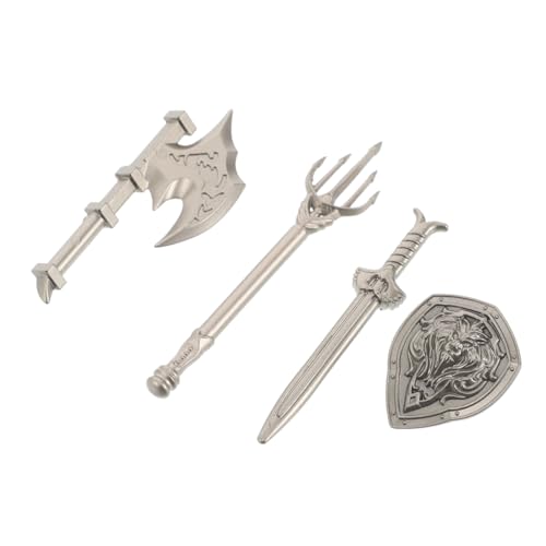 TOYANDONA 4 Stück Bausteinzubehör Burg Bausteine Trainingsschwert Mini-armeefiguren Kostüm Schulmaterial Selber Machen Und Schild Für Schwertkostüm Plastik Silver von TOYANDONA