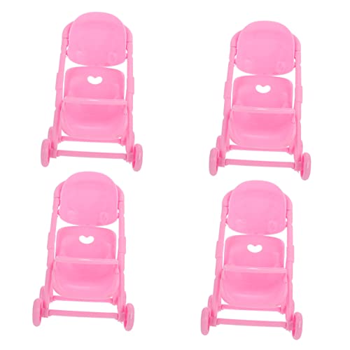 TOYANDONA 4 Stück Bb Autozubehör Babytrolley Modell Desktop-Modell-Ornament Hausspielzeug Lernspielzeug Für Simuliertes Trolley- Bildungsspielzeug Rosa Abs von TOYANDONA