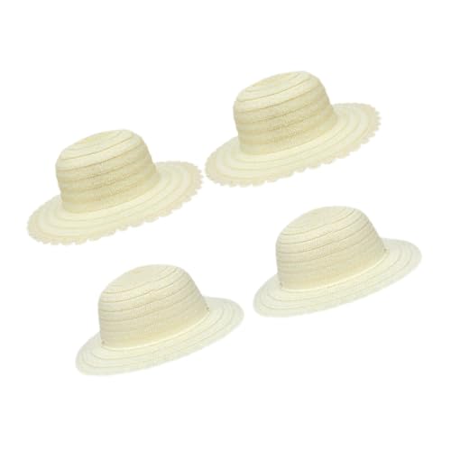 TOYANDONA 4 Stück DIY Strohhüte Weiß Blanko Sommerhut zum Bemalen Basteln Kreativ Strandhut für Jungen Mädchen Sonnenschutz Strand Freizeit von TOYANDONA
