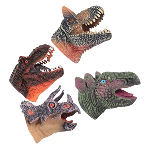 TOYANDONA 4 Stück Dinosaurier-handpuppe Rollenspiel Handpuppe Tierpuppen Puppen Mit Beweglichem Mund Kinderhandspielzeug Geschichtenerzählendes Handpuppenspielzeug Kinderspielzeug Vinyl von TOYANDONA
