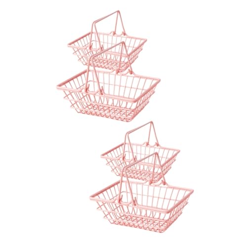 TOYANDONA 4 Stück Einkaufskorb ablagekörbe aufbewahrungs körbe Drahtkörbe zum Organisieren Einkaufen Aufbewahrungskörbe Sicherungsdraht tragbare Metallkörbe Aufbewahrungsbehälter-Organizer von TOYANDONA