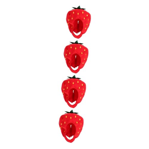 TOYANDONA 4 Stück Erdbeerhaube Outfit Erdbeeren Hüte Schmücken Erdbeer-kopfbedeckung Erdbeerkostüm Kostümzubehör Erdbeerkopfschmuck Festival-kopfbedeckung Rot Kleidung Stoff Partyhut von TOYANDONA