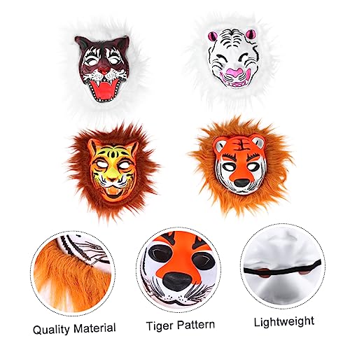 TOYANDONA 4 Stück Eva Plüsch Tiermaske Tigermaske Tier Vollmaske Cosplay Maske Lustige Tiermaske Halloween Tiermaske Für Halloween Party Masken Tiermaske Tigermaske Für Cosplay von TOYANDONA