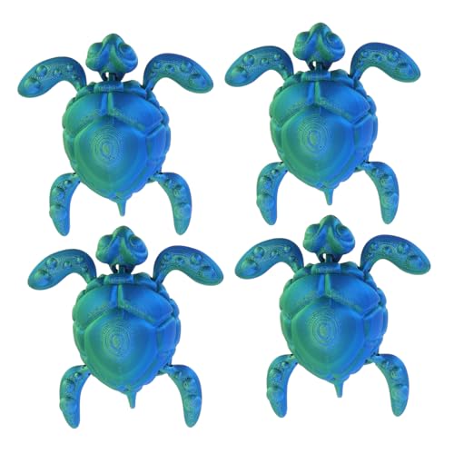 TOYANDONA 4 Stück Gedruckte Meeresschildkröten Figuren Bewegliche Glieder Dekorative Meeres Tiermodelle Platzsparende Partydeko und Kreatives für Meeresliebhaber von TOYANDONA