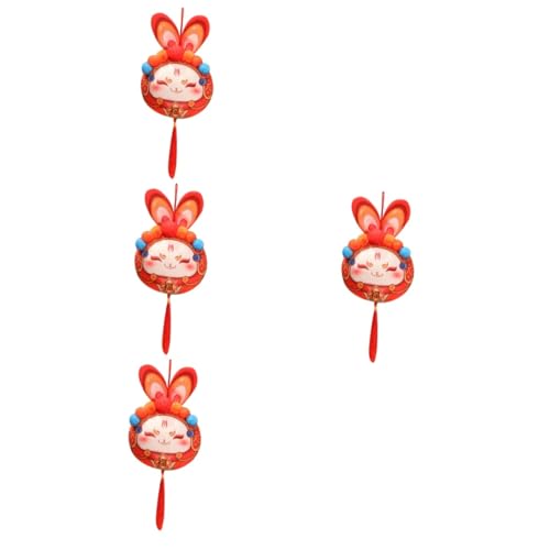 TOYANDONA 4 Stück Glückskaninchenpuppenanhänger Sternzeichen Hase Plüsch -Hasen-Spielzeug Plüschfigur Spielzeug Ausgestopftes Hasen-Maskottchen-Spielzeug Rot Geschenk Tier Pp Baumwolle von TOYANDONA