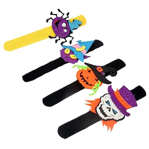 TOYANDONA 4 Stück Halloween Slap Armbänder Dekorative Kürbis und Fledermaus Designs für Kinderpartys und Halloween Deko Leicht und Handlich Spaß für Übernachtungspartys von TOYANDONA