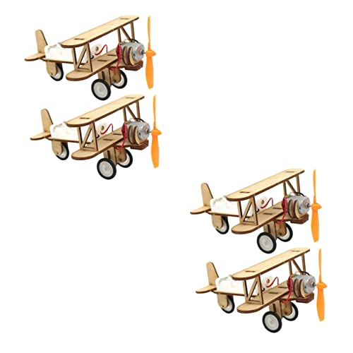 TOYANDONA 4 Stück Flugzeug werfen Spielset für Kinder Autodekoration Modelle Spielzeug Engineering-Montageprojekt Flugzeug zusammenbauen Puzzle schmücken elektrische Flugzeuge Suite 3D Holz von TOYANDONA