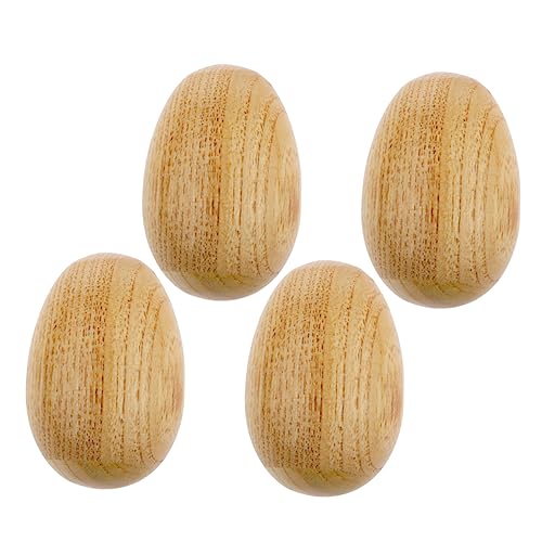 TOYANDONA Musikalische Eier-Shaker 4 Stück Holz-Shaker Shaker Für Kinder Kindergartenbedarf Pädagogische Eier-Shaker Hellbraun von TOYANDONA