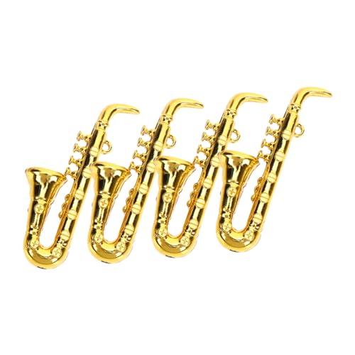 TOYANDONA 4 Stück Miniatur-Musikinstrument Puppenhaus Mini-musikinstrumente Weihnachtsgeburtstag Modell Für Musikinstrumente Mini-Saxophon Ornament Modelle Kleines Saxophon Plastik Klassisch von TOYANDONA