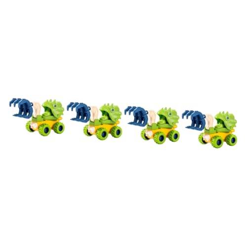 TOYANDONA 4 Stück Dinosaurier-Trucks Dinosaurierfiguren Aktionsautos zurückziehen Spielzeug pädagogisches Gleitauto Kleinkinder gleiten Auto Wagen Roller Hängegleiter Baby Plastik von TOYANDONA