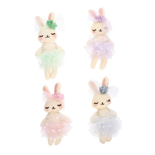 TOYANDONA 4 Stück Kaninchenpuppe DIY-Stirnband-Kaninchen-Ornament Mini-plüschhasen Plüsch Osterhase Plüschkaninchen Gefüllter Hasenplüsch Hasenkissen Kaninchenplüschspielzeug Stoff von TOYANDONA