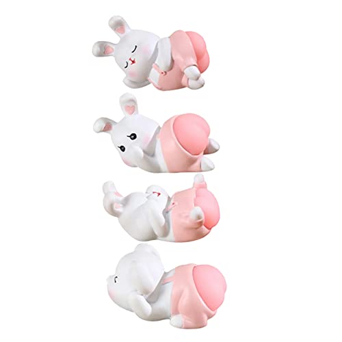 TOYANDONA 4 Stück Kaninchenpuppe entpacken Mikro-Häschen-Figuren Mini-Hasen aus Harz Hasenfigur aus Harz Kaninchen-Miniaturfiguren Mini -Hase -Figur Gartenfiguren Kieselgel von TOYANDONA