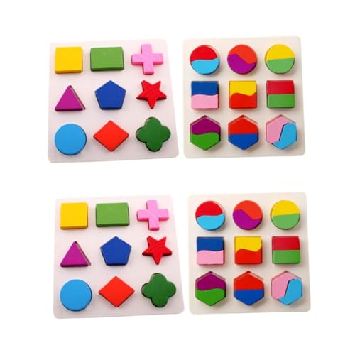 TOYANDONA 4 Stück Kinder rätsel Spielzeug Spielset aus Holz Geometrietafel Geometrie-Puzzle Optional Pairing-Board Hölzern von TOYANDONA