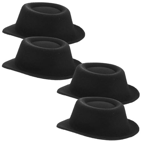 TOYANDONA 4 Stück Kleiner Hutkopfschmuck Mini-Puppen-Hut dekorativer Hutkopfschmuck schwarzer Fedora-Hut weinachtsmützen weihnachsmütze kleine Hüte für Kuchendekor Miniaturhüte Stoff von TOYANDONA