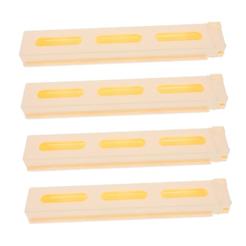 TOYANDONA 4 Stück Ladevorrichtung für Dominosteine Bausteine DIY-Domino-Clips Spiel-Domino-Zug-Clips Domino-Bauzubehör Clips für Domino-Zugkarten Domino-Zubehör Plastik Beige von TOYANDONA