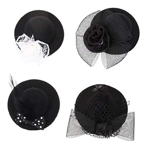 TOYANDONA 4 Stück Mini Fancy Hüte Kleine Teeparty Hüte Für Mädchen Zubehör DIY Süße Hüte Babypuppen Erwachsene Lustiger Zylinder Winzige Hüte Für Frauen Kleines Netz Kostüm von TOYANDONA