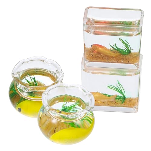 TOYANDONA 4 Stück Mini-Glas-koi Miniatur-Aquarium Fischglas-Spielzeug Mini- Mini-Aquarium Mini-gartendekoration Winzige Dinge Miniatur-fischglas-puppenhaus Miniatur-goldfischglas von TOYANDONA