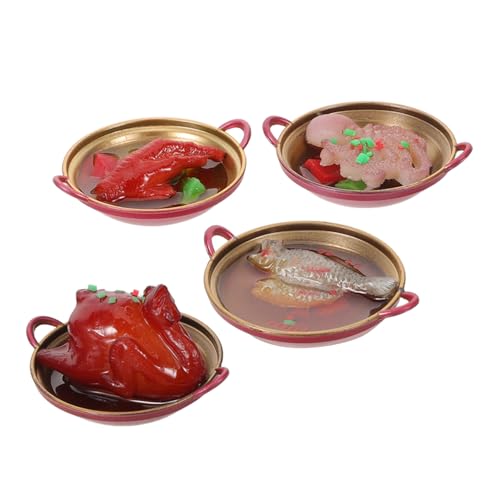 TOYANDONA 4 Stück Mini Hot Pot Model puppenhaus Spiel Essen Probieren Sie Essen Miniatur-Lebensmittelspielzeug Tell vor, Spiele Küche zu winziges Puppenhausessen Harz von TOYANDONA