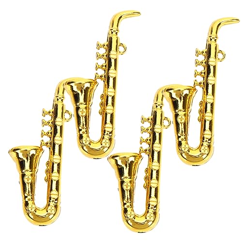 TOYANDONA 4 Stück Mini-Saxophon Mini-Musikinstrumente Miniatur-Blasinstrumente-Modelle Puppenhaus Miniatur-Musikinstrumente Modell für Musikinstrumente Miniatur-Saxophonmodell Plastik Golden von TOYANDONA