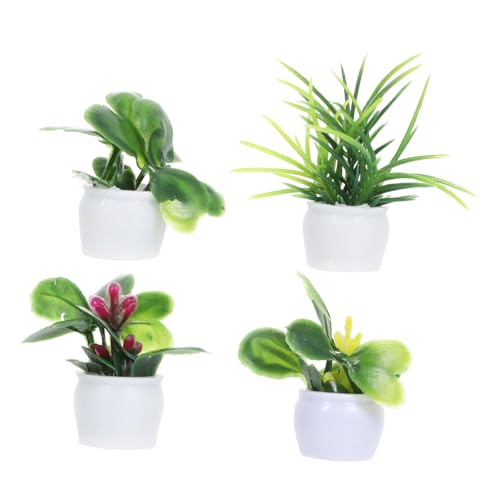 TOYANDONA 4 Stück Mini-pflanzenmodell Blumendekorationen Mini-blumentöpfe Künstliche Künstliche Pflanzen Gitter Winzig Mini-töpfe Sukkulenten Im Mini-Topf Anlage Klein Miniatur Plastik von TOYANDONA