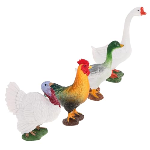 TOYANDONA 4 Stück Miniatur Farm Tier Figuren Set Realistische Hühner Gänse und Enten Statuen für Bildungszwecke Kreative Spiele und Dekorationen für und Außeneinsatz von TOYANDONA