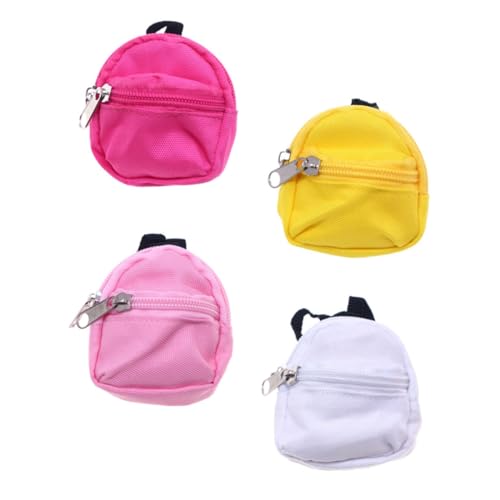 TOYANDONA 4 Stück Miniatur Puppenhaus Rucksack Mini Schulranzen Modell in Gelb Weiß Realistische Details Langlebig Robust Vielseitig für Puppendeko Fotorequisiten Mikrolandschaften von TOYANDONA