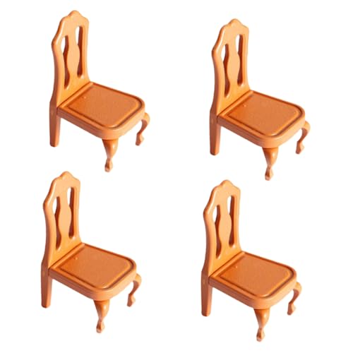 TOYANDONA 4 Stück Miniaturmöbel Puppenhaus-Esszimmerstühle Miniatur-Holzmöbel Light fronleichnam Spielzeug Modelle Mini-Hausdekoration aus Kunststoff Mini-Hausaccessoire von TOYANDONA