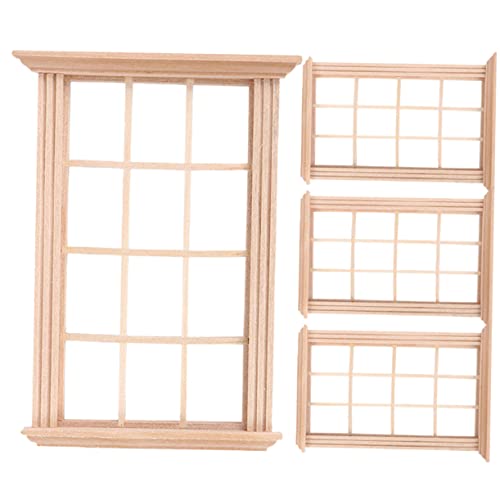 TOYANDONA 4 Stück Modell Fensterrahmen Miniatur Gefälschte Pflanzen für kinderspielzeug Kid Toys vorgeben kleines Puppenmöbel hölzern von TOYANDONA