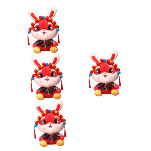 TOYANDONA 4 Stück Neujahrspuppe Minipuppe Kaninchen für das Neue Jahr 2023 Spielzeug für Kinder Kinderspielzeug Spielzeuge Plüschtier dekoratives Stofftier Plüschkaninchen Schreibtisch Hase von TOYANDONA