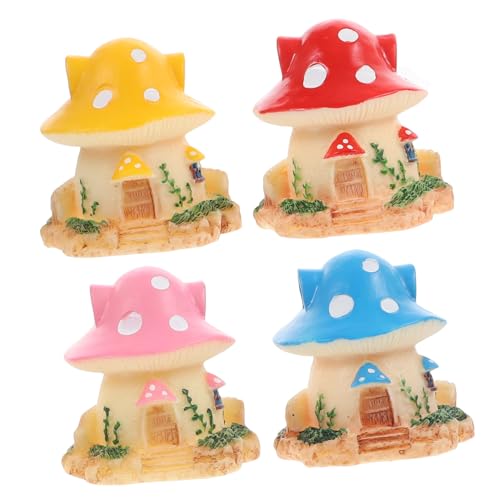 TOYANDONA 4 Stück Pilze Miniaturfiguren Miniaturenten Cartoon-Miniatur-Pilzfiguren Home Decor wohnungsdeko hausdeko bastelzeug bastelset Pilzfigur für Zuhause Gartenpilz-Statue Harz von TOYANDONA