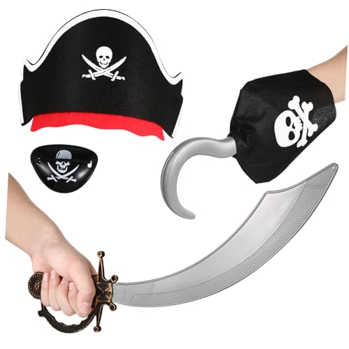 TOYANDONA 4 Stück Piratenanzug Kleid Captain Hook Kostüm für halloween dekoration halloween-dekoration Halloween-Party-Piraten-Requisiten Zubehör für Halloween-Requisiten Plastik TOYANDONA 4 Stück Piratenanzug Kleid Captain Hook Kostüm für halloween dekoration halloween-dekoration Halloween-Party-Piraten-Requisiten Zubehör für Halloween-Requisiten Plastik von TOYANDONA