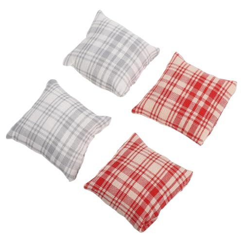TOYANDONA 4 Stück Puppen Miniaturkissen Mini Hausdekor Miniatur Puppenhauszubehör Puppenhausdekor Desktop Miniaturkissen Gefälschtes Kissen Miniatur Simuliertes Sofakissen von TOYANDONA