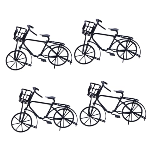 TOYANDONA 4 Stück Puppenhaus Fahrrad Vintage-Fahrrad Fahrradmodell Vintage Fahrradverzierung Fahrradfiguren Modellverzierung Fingerbike-Modell Fahrradspielzeug Für Kinder Metall Mini von TOYANDONA