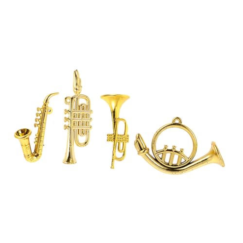 TOYANDONA 4 Stück Puppenhaus-Modell Dekorative Blasinstrumente Mini-Instrument Saxophonmodell Miniaturinstrument Simulierte Saxophonverzierung Desktop-kinderspielzeug Golden Plastik von TOYANDONA
