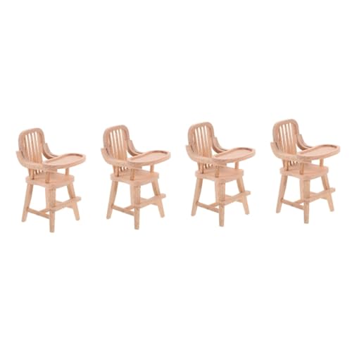 TOYANDONA 4 Stück Puppenhausmöbel Hohe Stühle Spielzeug Modelle Mini-hausbedarf Puppenhaus DIY Hochstuhl Dekor Mini-Stuhl Selber Machen Mini-puppenhaus-dekor Anhänger Miniatur Kind Hölzern von TOYANDONA