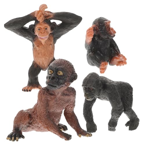 TOYANDONA 4 Stück Realistisches Teiliges Schimpansen Tier Detailgetreue Waldtier Nachbildung Vielseitige Deko und Lernspielzeug Naturgetreue Affenfiguren für Zuhause und von TOYANDONA
